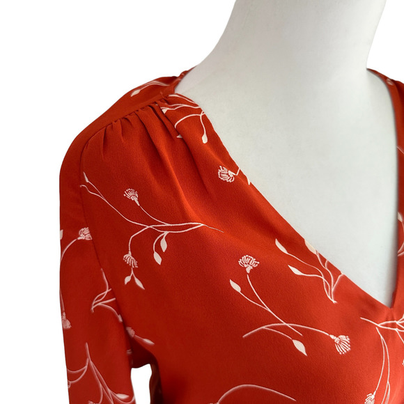Joie Dakoda Minimalist Floral Print Dress Autumn Orange XXS - Picture 12 of 16